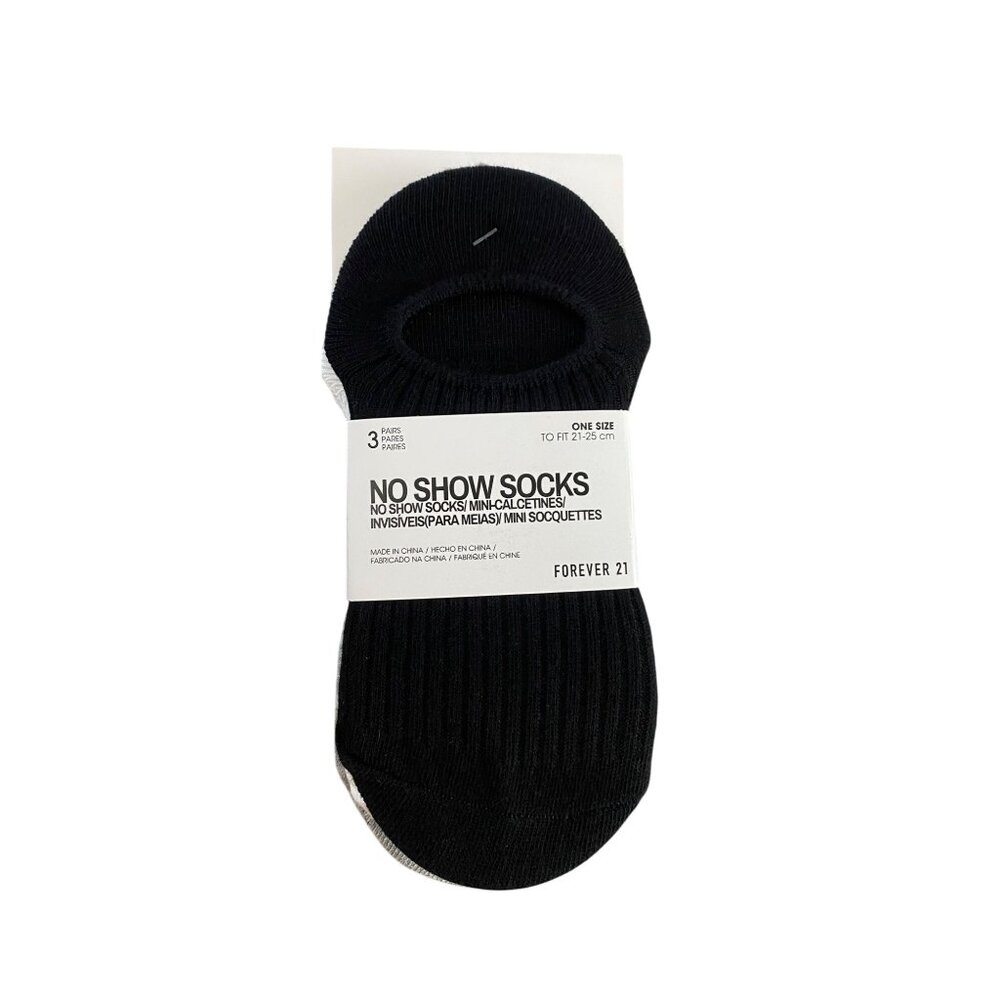3-Pair Forever 21 Ribbed No Show Socks NEW
